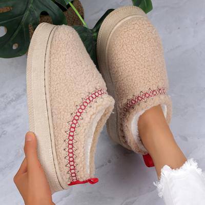 New Women Warm Fur Ankle Boots Female Platform Slippers Plush Flip Flops Winter Cotton Shoes For Woman Brand Design Snow Botas