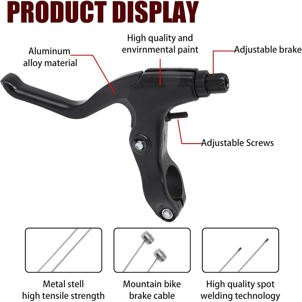 Bike Brake Set, Front and Rear Bike MTB Brake,Inner and Outer Callipers Cables Lever Kit with Calipers Levers Cables Multi-Tool Wrenches (Black)