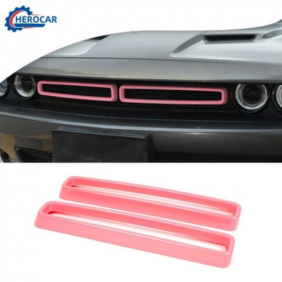 Car Front Grill Mesh Grille erts Trim Cover Ring for Dodge Challenger Pink