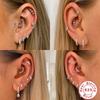 LENNIK 925 Silver Shiny Rhinestone Hoop Earrings For Women Single Cartilage Small Hoop Ear Bone Buckle Piercing Jewelry