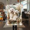 Maltese dog and flowers,pattern Flannel Blanket, High quality Comfortable for All Seasons, Home Decor, Warmth and Comfort, Perfect for Gifts.