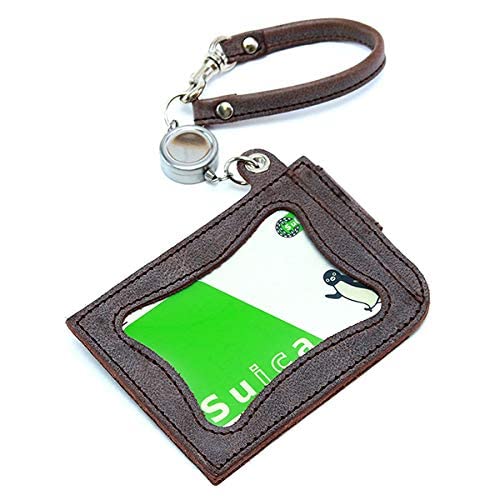 AGILITY affa "Seek" Leather Pass Case with Reel, Holds 2 IC Cards