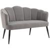 2-Seater Sofa In Velvet with Metal Legs and Shell-Shaped Backrest, 132x66x80cm, Grey