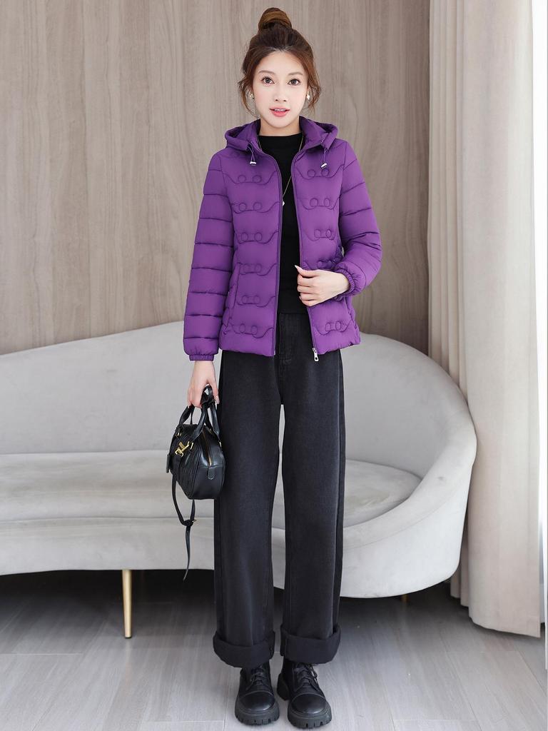 Women's Hooded Lightweight Cotton-Padded Jacket - Autumn/Winter Slim Fit
