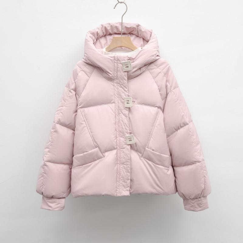 Winter New Sugar Square Button Down Jacket Loose Student Small Hooded Bread Jacket