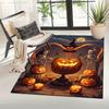 1pc Skull and Pumpkin Area Rug, Slip-Resistant, Easy-Clean, Stain-Resistant, Perfect for Cozy Living Rooms, Bedrooms, Kitchens, Offices, and