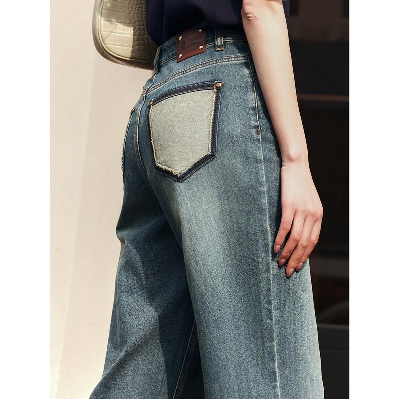 Same style JZ Jiuzi retro Japanese style slightly wide leg jeans for women's summer collection in the mall