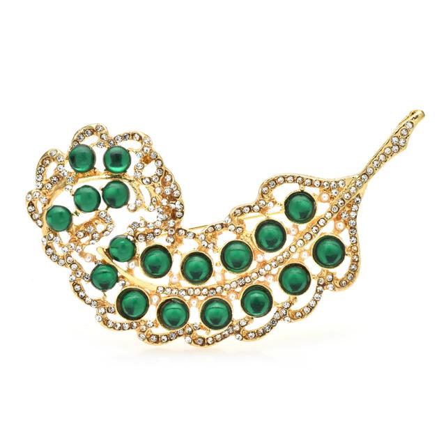 

Красивые броши в виде перьев для женщин, унисекс, классические цветные листочки, праздничные офисные броши, булавки, подарки зелёный