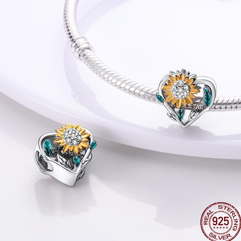 Copper Heart-Shaped Love Flower Element Valentine'S Day Gift Beads Suitable For 3Mm Original Bracelet Diy