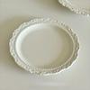White/Yellow Color French Relief Plate Embossed Design Dessert Serving Tray  Cafe Use