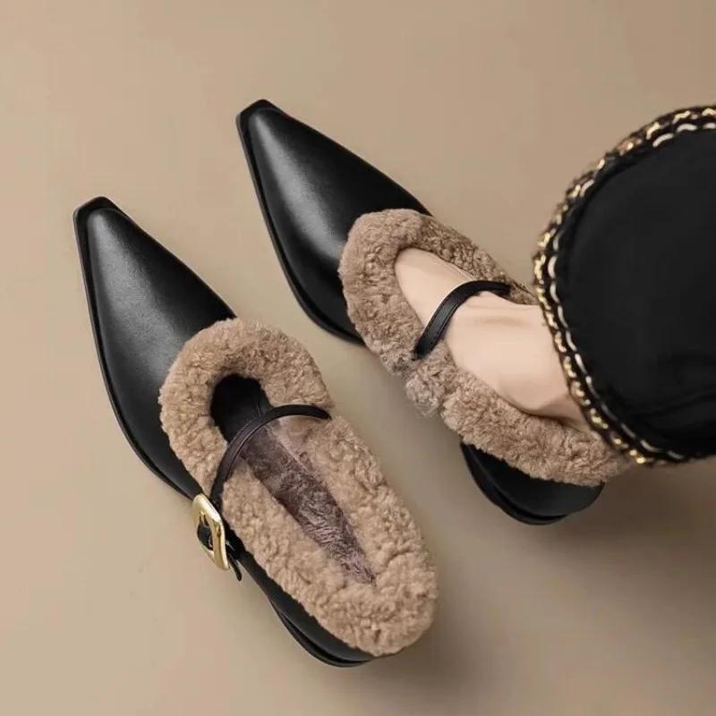 

Модные зимние новые хлопковые сапоги на тонком каблуке, женские модные остроносые неглубокие ботинки с мягкой подошвой, нескользящие, с низким верхом 40 чёрный