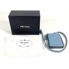 Prada With Strap Zip Around Logo 6 Keys Key Case Leather Blue