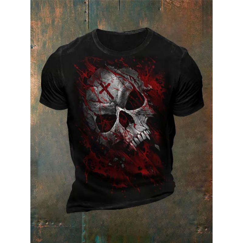 Vintage Men's T-shirts Dark Skull Graphic 3D Printed T Shirts Men Women Hip Hop Short Sleeve O-Neck Tee Loose Casual Street Tops