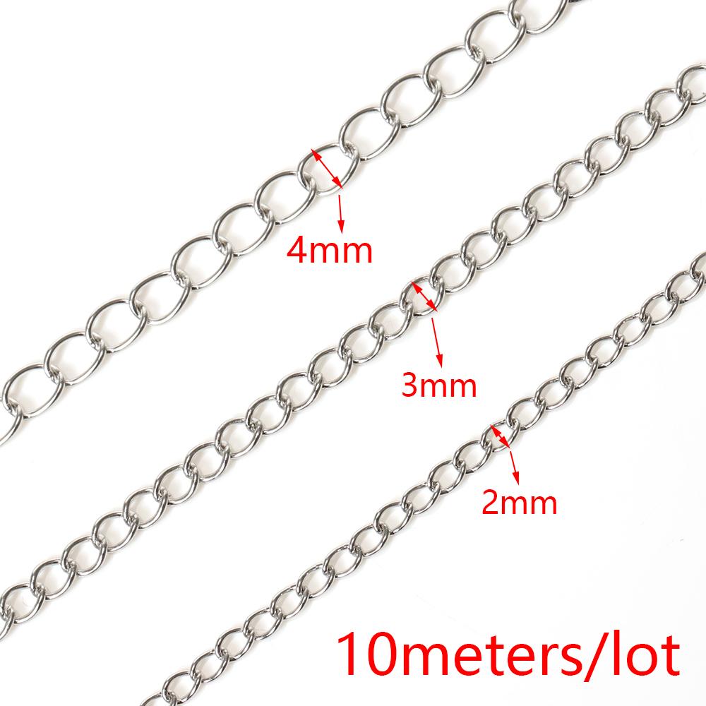 

10meter/roll Stainless Steel Chain 1.8mm 2.5mm 3mm 4.2mm Silver Metal Link Chains for DIY Necklaces Bracelets Jewelry Making 2x3mm