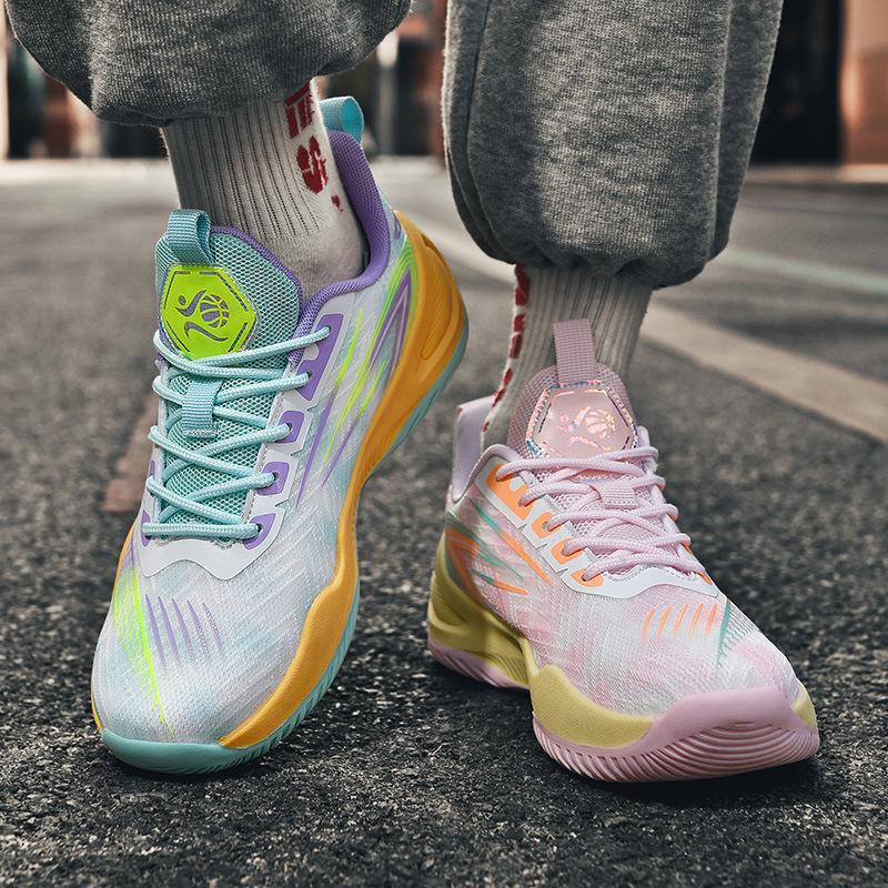 Men's and women's mandarin duck basketball shoes children's genuine youth mesh breathable non-slip student friction sound sports shoes
