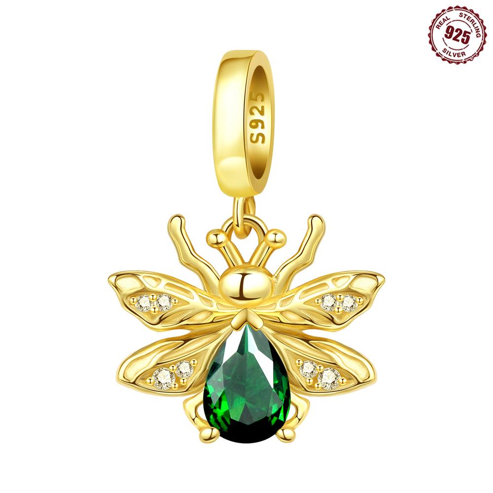 Luxury Copper Gold Chameleon Dangle Charm Fit Original Bracelet Peach Heart Pink Beads Women Jewelry Accessories