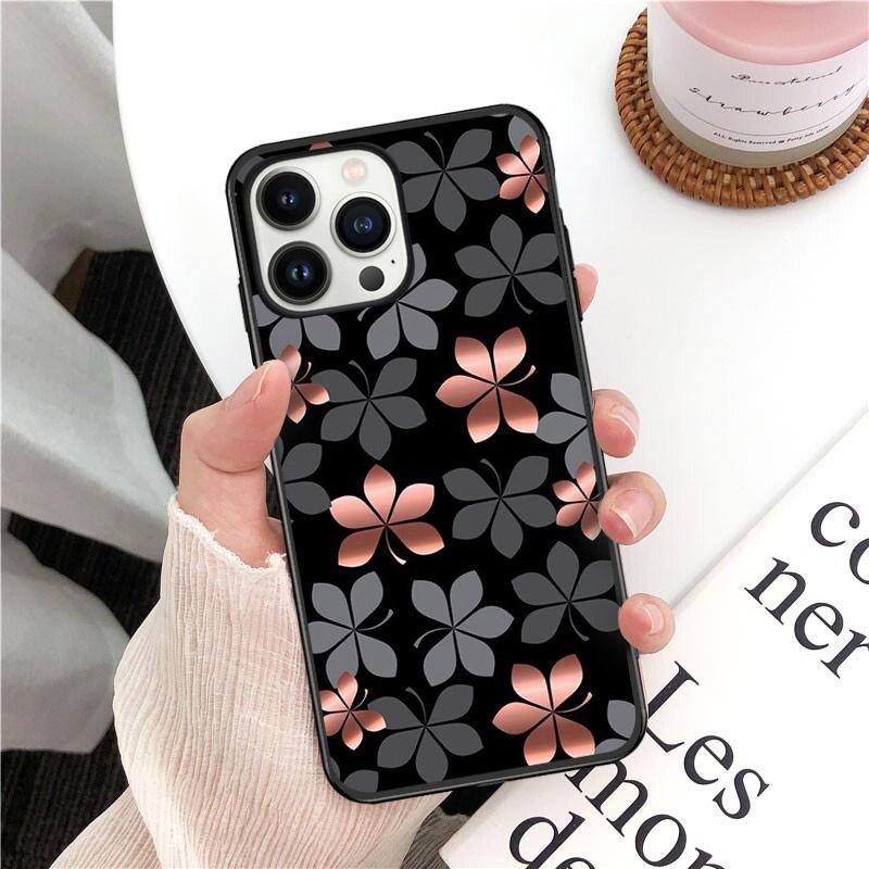 Phone Case For Iphone 14 13 12 11 Pro Max XS XR X 8 7 Plus SE Mobile Phone Cases Gold Rose Love Heart Funda Cell