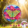 1Set/83pcs 18.8Cm Acrylic Jigsaw Pink Peony Stained Glass Acrylic Jigsaw Puzzle Sun Catcher Prism for Butterfly Wing Hanging Ornament Rainbow Refracti
