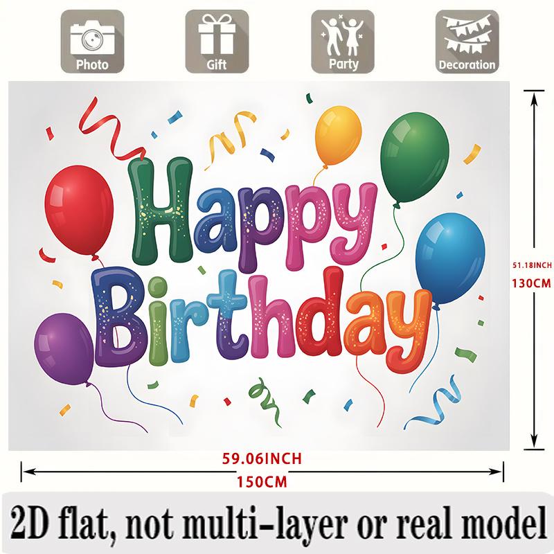 Birthday Theme Party Banner, Colorful Photo Backdrop Wall Decor