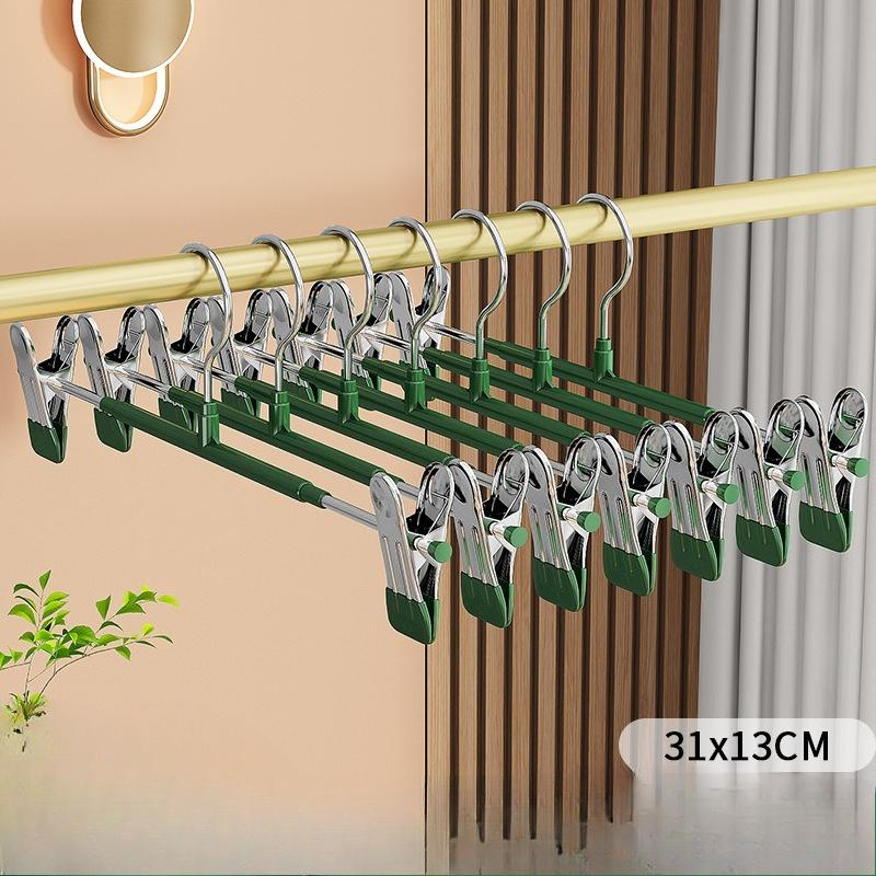 12 verstellbare Kleiderbügel mit Clips, rutschfeste platzsparende Metallbügel für Hosen, Röcke und alle Kleidungsstücke - Hält Kleidung ordentlich und organisiert