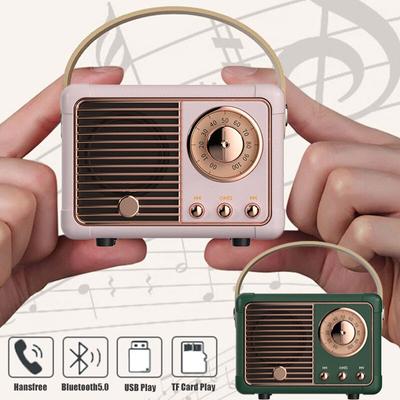 Retro Hifi Stereo Bluetooth V5.0 Reproduktor Přenosný bezdrátový Vintage Reproduktor Plastový 3W Hudební přehrávač s plným rozsahem 50 Hz-20 kHz