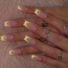 24-Pack Medium & Long White French Ballet False Nails with Glitter Powder