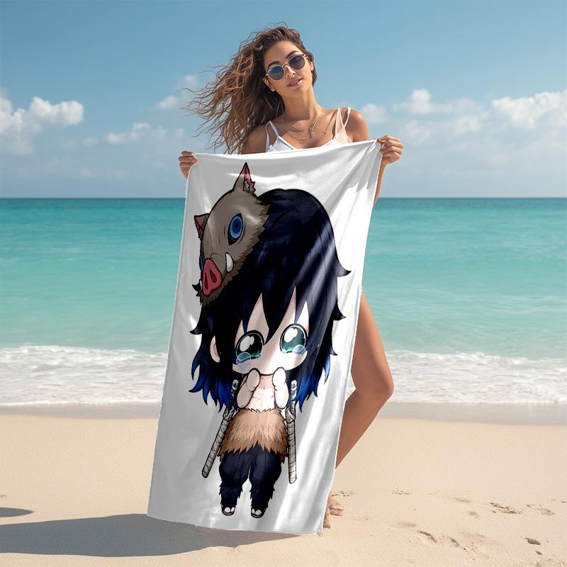 1pc Hashibira Inosuke Beach Towel, Comfortable and Thick, and Swimming/Bath/Picnic/Camping Towel, Suitable for Seaside Beaches