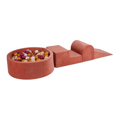 Schaumstoff-Kletterblöcke für Kleinkinder® Marsala Red 3 Elemente mit Bällebad 90x30cm