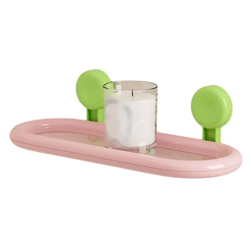 

Multipurpose Wall Mounted Suction Cup Bathroom Shelf with Drainage Holes for Shower Storage ABS Organizers
