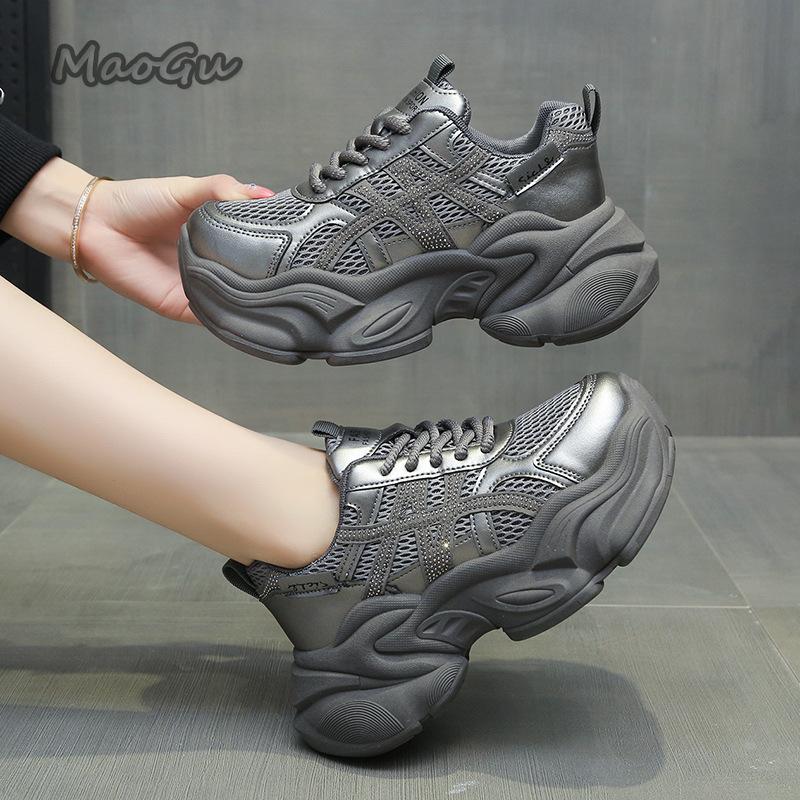 Fashion Height Increasing Mesh Chunky Sneakers for Women 2025 Autumn New Fashion Thick Bottom Casual Shoes Zapatillas De Mujer Size35-40