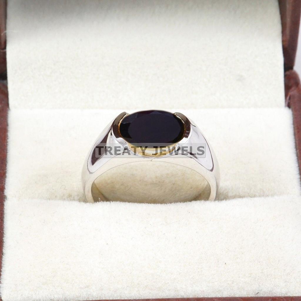 Black Onyx Oval Cut Gemstone With 925 Sterling Silver Ring For Men's #A829 JL375666929343
