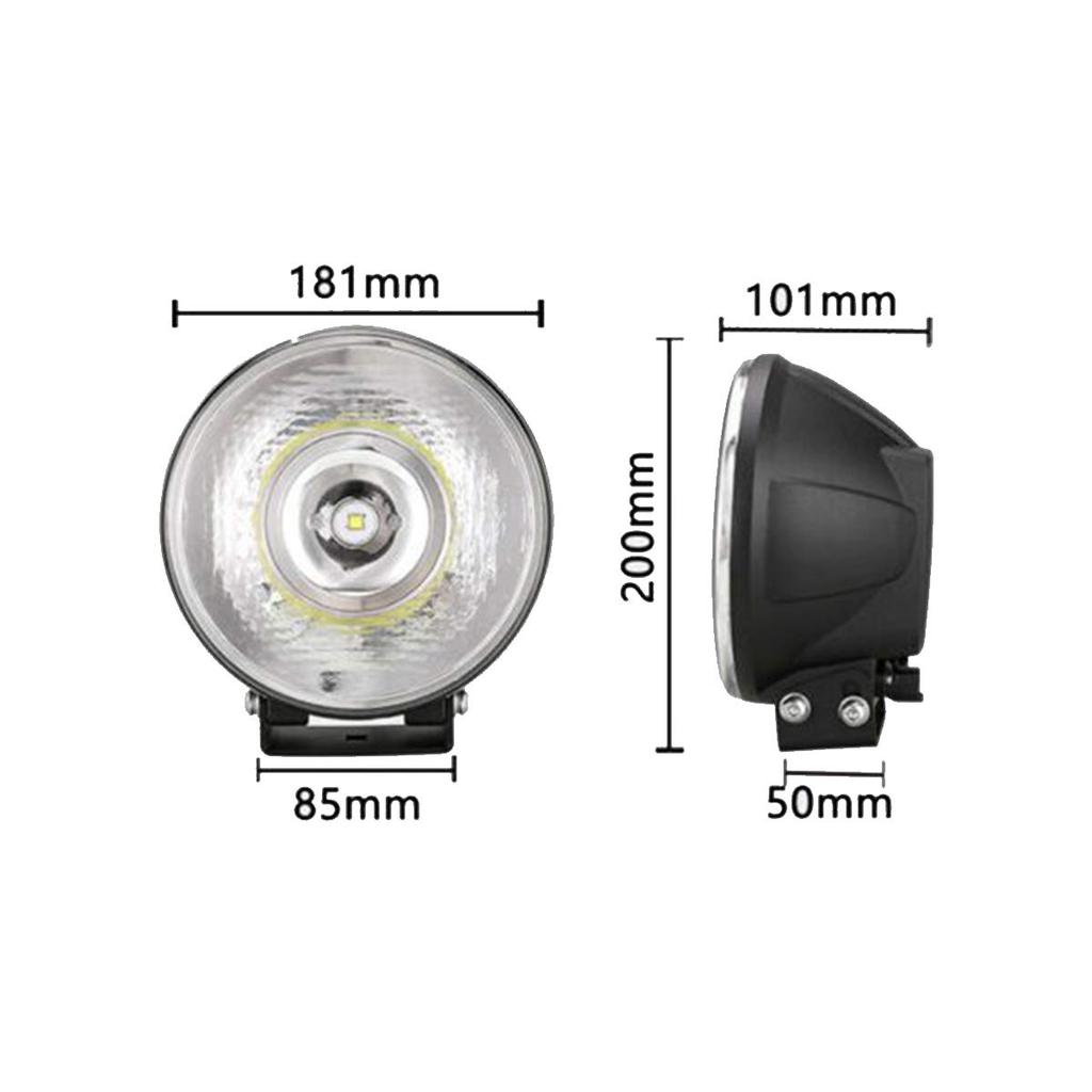 Round LED Floodlight, Searchlight, 50W, 5000 Lumens, 900m Beam Distance, Narrow Beam Angle, Waterproof for Off-Road Use, Automobiles, Boats, and
