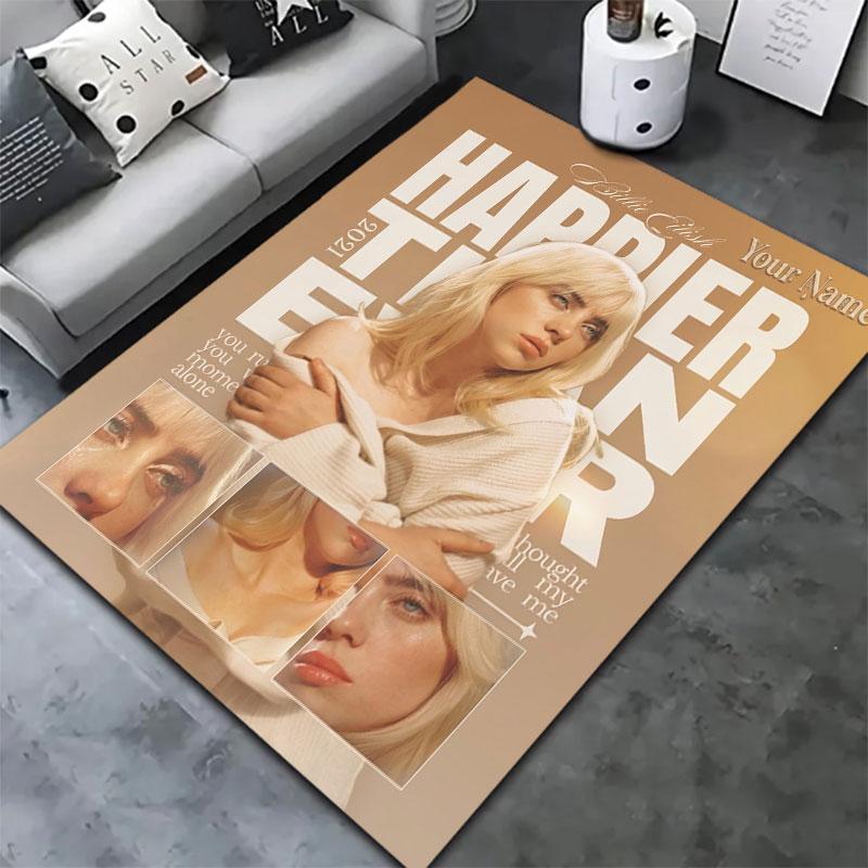 Billie Eilish Custom Name Carpet Rug for Living Room Bedroom Home Sofa Decoration,Kids Play Non-slip Floor Mat