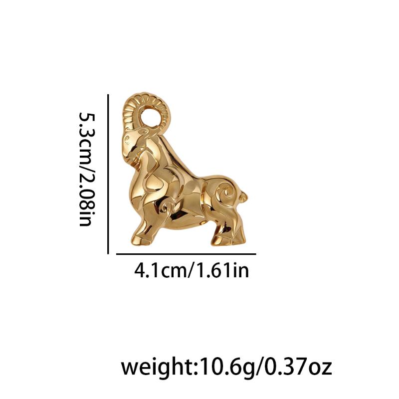 Edelstahl Ziegen Brosche 3D Geometrisches Tier Anstecknadel Retro Metall Abzeichen Elegante Anzug Mantel Jacke Dekoration Neujahrsgeschenke 2027