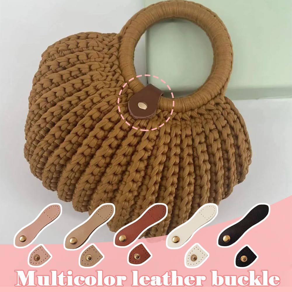 8 Sätze Leder-Druckknopfringe Druckknopfknöpfe PU-genähte Leder-Druckknopfringe Geeignet für Handtaschen, Geldbörsen, Taschen, DIY usw.