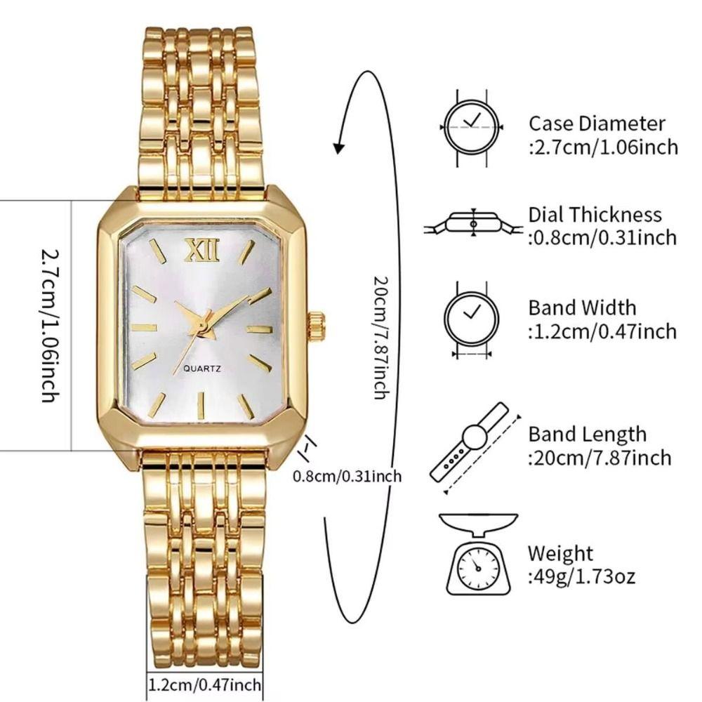 Square Dial Rhinestone Quartz Watch Slim Strap Rhinestone Watch Women Quartz Watch  Casual Wear