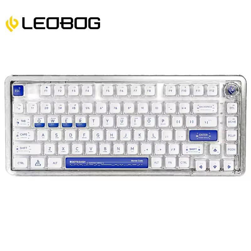 

LEOBOG K81 Прозрачная акриловая беспроводная механическая клавиатура с 81 клавишей, возможностью горячей замены, RGB-подсветкой, 3-режимной клавиатурой и многофункциональной кнопкой
