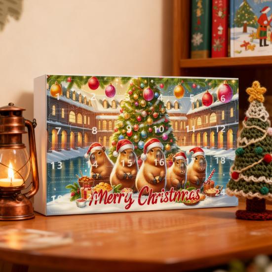 Capybara Advent Calendar Christmas 2D Capybara Decorations 24 Day Countdown To Christmas Calendar for Tree Car Wall Home Festive Holiday Decor