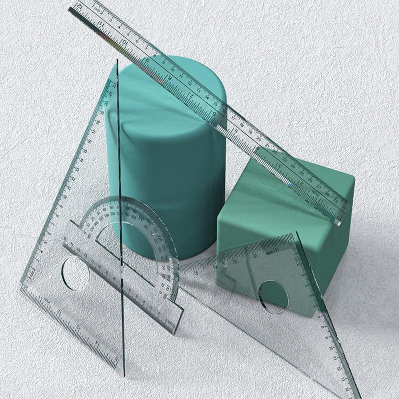 4 Types Ruler Resin Mold Handmade Stationery Straightedge Protractor Triangular Rule Epoxy Silicone Mould DIY Craft