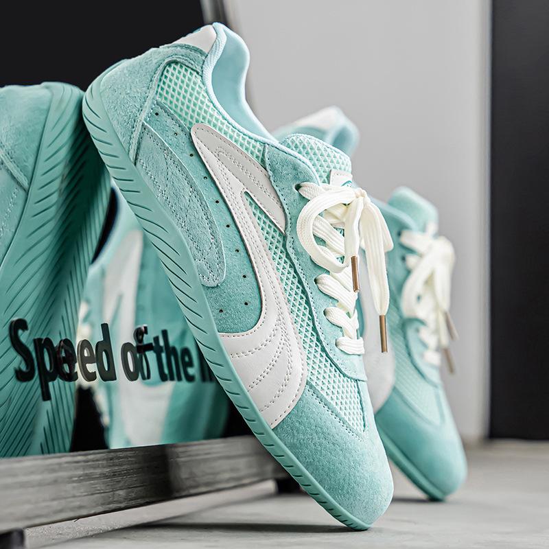 

Мужские летние 2025 года повседневные туфли на мягкой подошве, противоскользящие, из дышащей сетки, модные кроссовки, удобный плоский каблук, круглый носок 44 синий