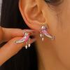 1 Pair Oil Dripping Bird Stud Earrings Hypoallergenic Alloy Enamel Red Bird Bell Earrings Lightweight Women Girls Earrings Fashion Jewelry