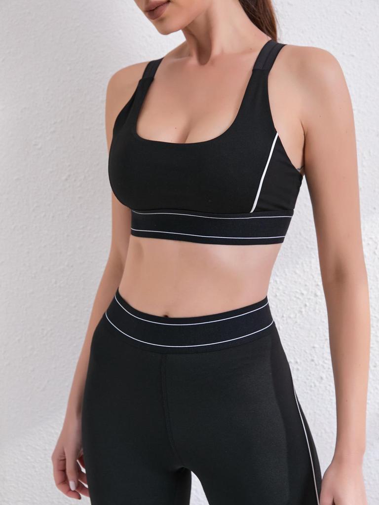 2025 Spring/Summer Women's Color Block Butt-Lifting Yoga Pants & High Elastic Breathable Sports Vest