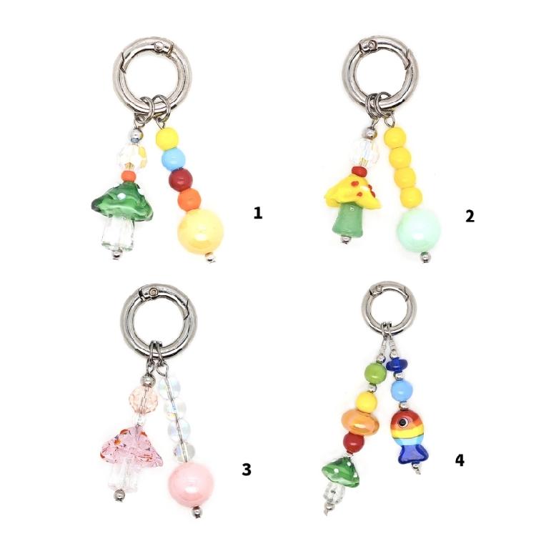 Acrylic Mushroom Keychain Sturdy Beads Dopamine Aesthetic Unisex Fashion Key Holder