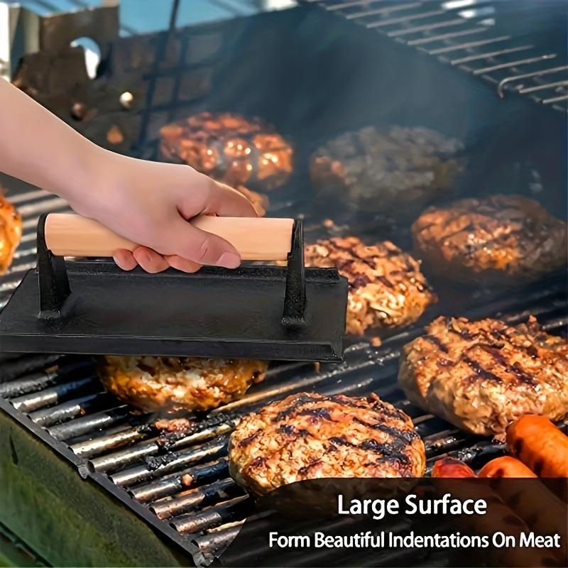 1 Piece of Iron Barbecue Burger Press, Round Cast Iron Barbecue Press