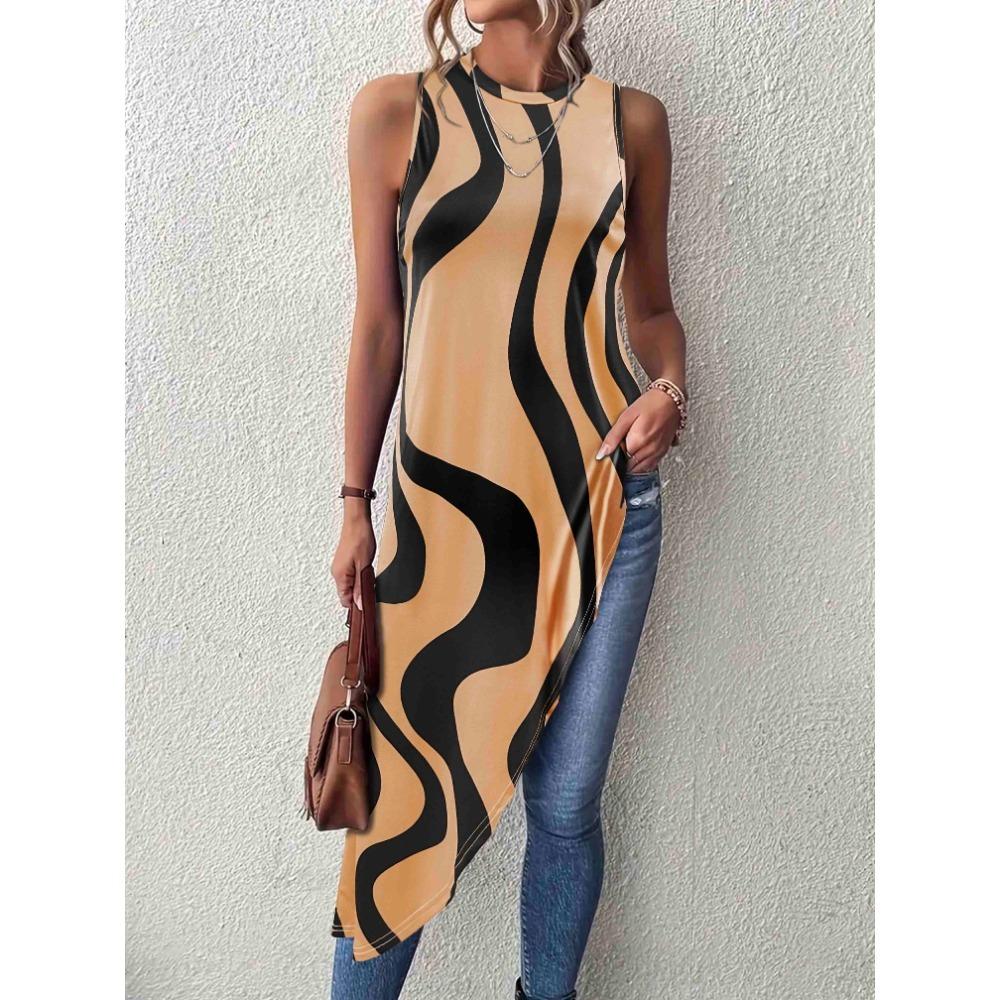 

Женская асимметричная блузка без рукавов с высоким и низким подолом и халтер-воротником, рубашка, туника, топ S дубильная кора