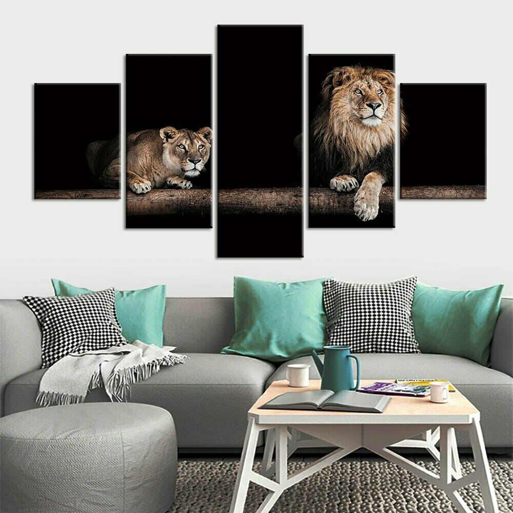5Pcs Lion Lioness Animal Modern Decor Canvas Wall Art HD Print Pictures Paintings Poster Home Decor Room Decor No Framed