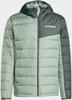 Jacket Adidas Terrex Multi Light Hooded Down Jacket Silver-green Khaki Green