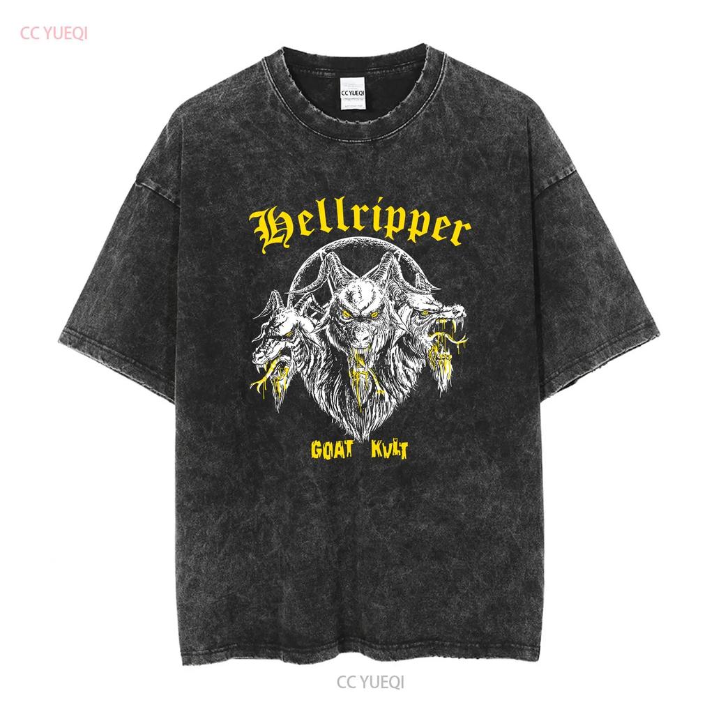 Hellripper Goat Kvlt T Shirt Rock Band S To 5XL Vintage Washed Slightly Soft Top For Everyday Wear Casual Unisex Versatile