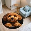 Black Teddy Dog pattern round rug,Carpet Rug for Living Room Bedroom  Playroom ,Non-slip Floor Mat,Holiday Gifts and Birthday Gifts.