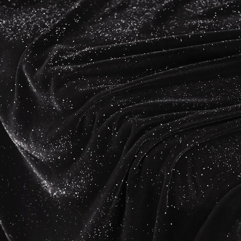 100x140cm Glitter Velvet Starry Fabric Soft and Smooth Woven Non-elastic for Sewing Dress DIY Handmade Velvet Cloth Soft Smooth